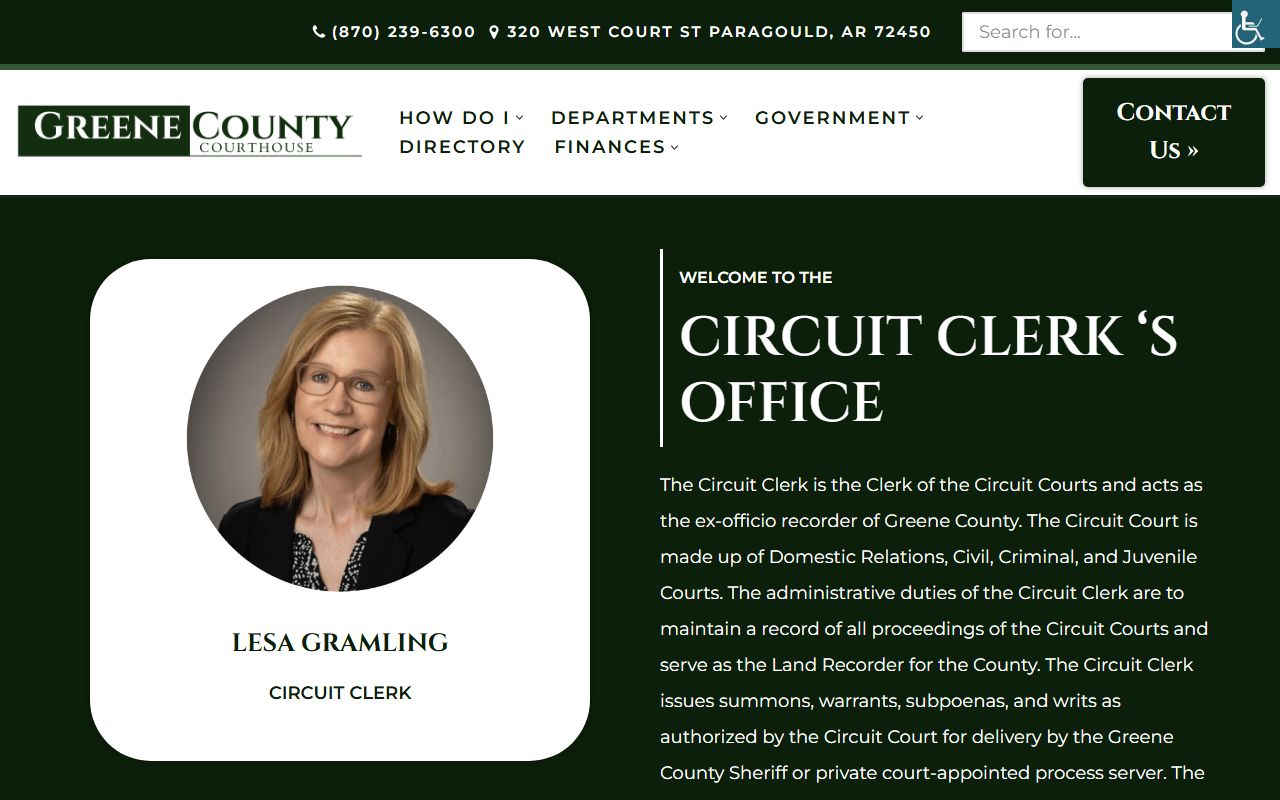 Greene County court records Circuit Clerk criminal division page